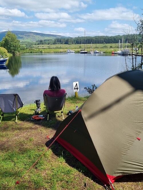 Onze eerste kampeerplek bij Gairlochy